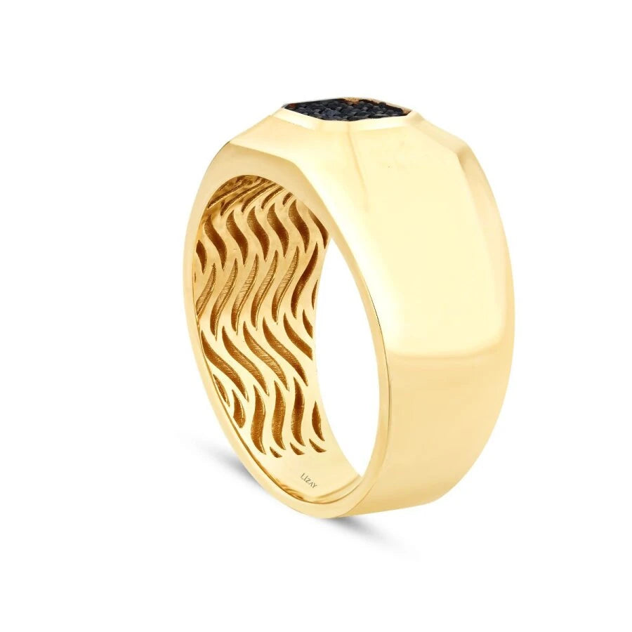 Gold Square Black Stone Men’s Ring