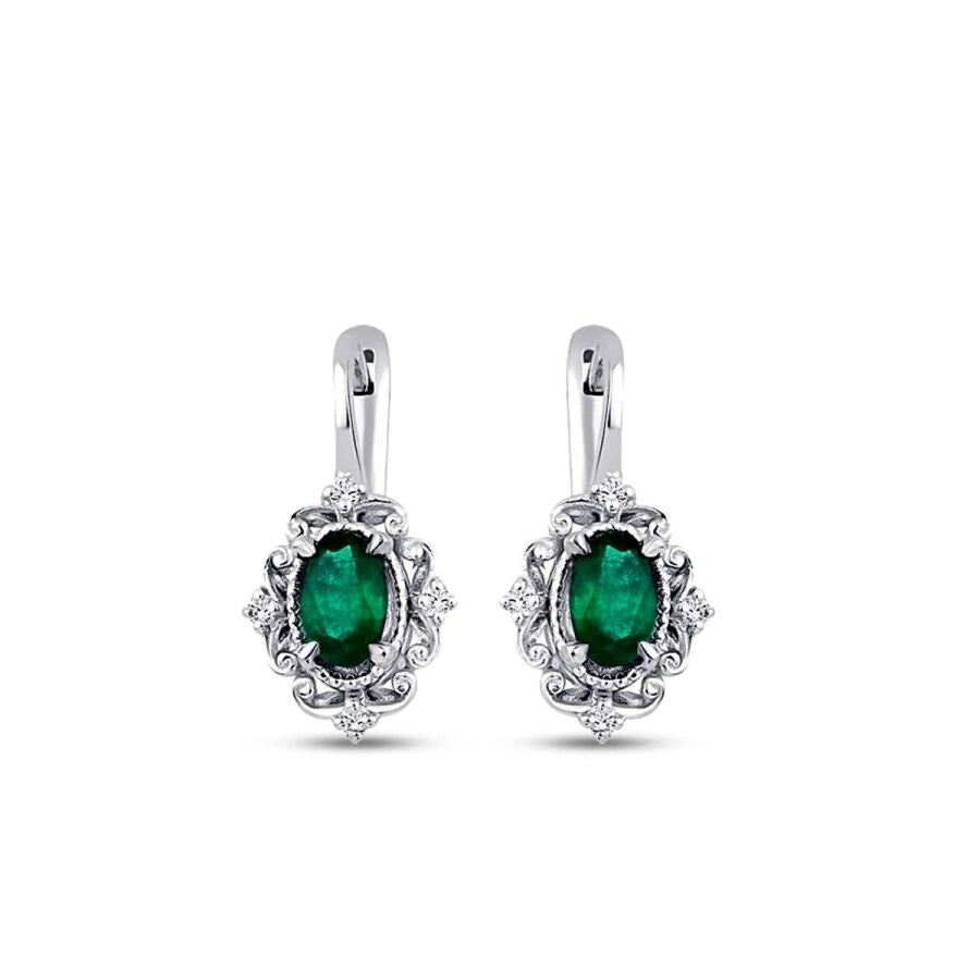 0.85 Carat Diamond Emerald Earrings