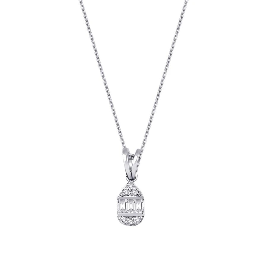 0.07 Carat Diamond Pear Baguette Necklace