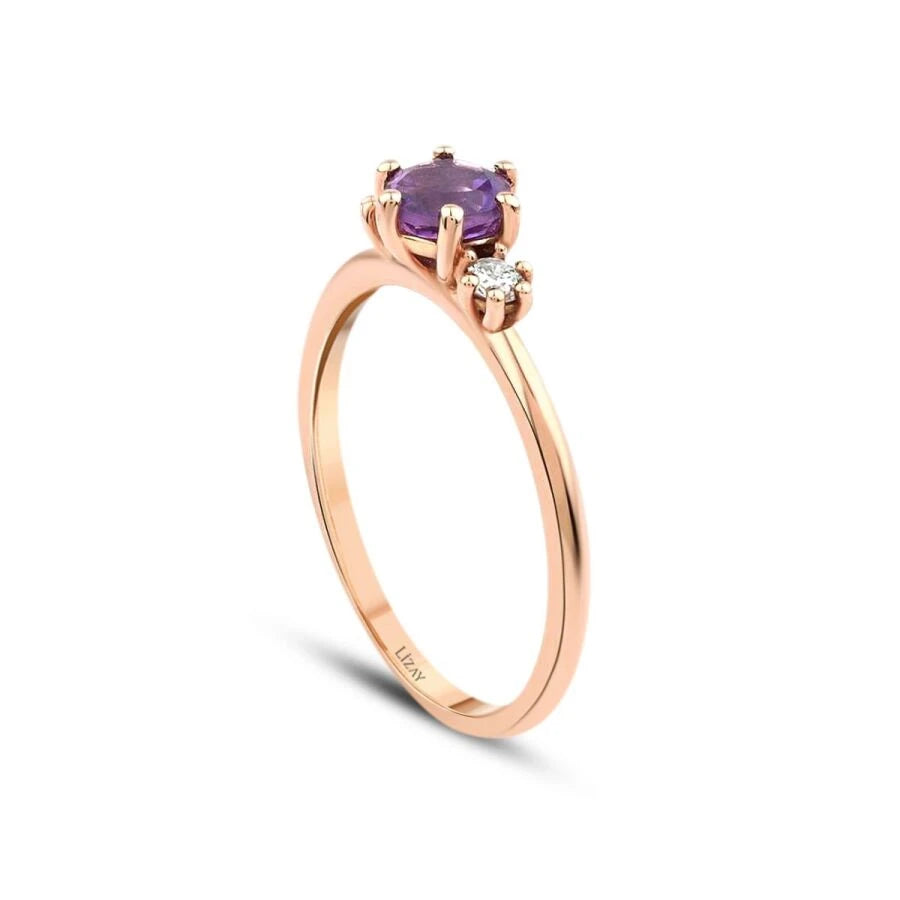 0.58 Carat Diamond Amethyst Ring