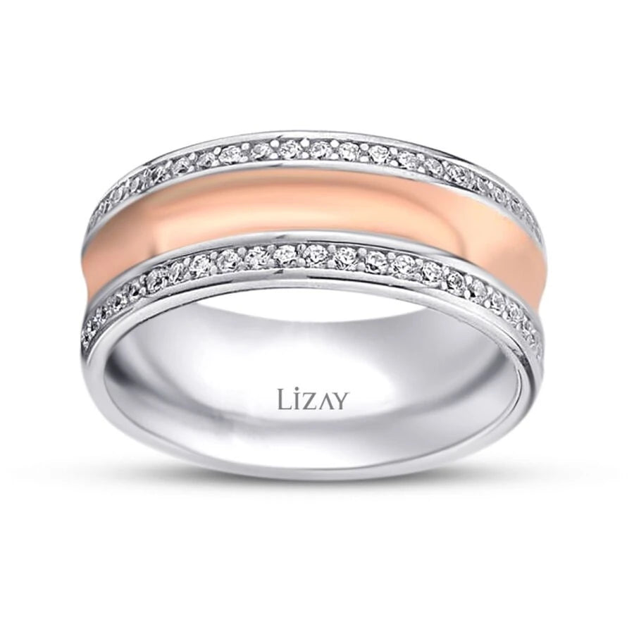 Gold Two-Tone Eternity Wedding Band