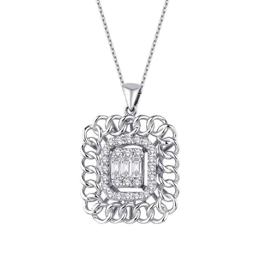 0.34 Carat Diamond Baguette Necklace