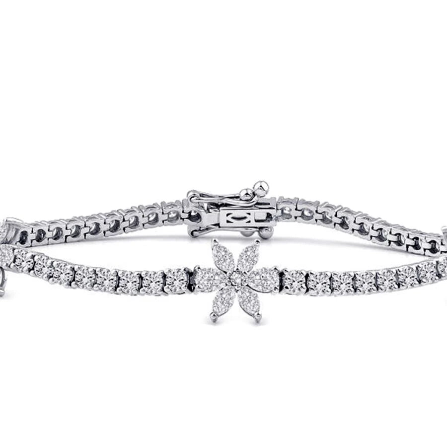 3.69 Carat Diamond Flower Bracelet