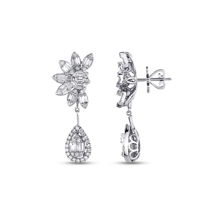 1.59 Carat Diamond Baguette Earrings