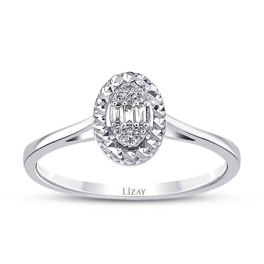 0.06 Carat Diamond-Effect Oval Baguette Ring