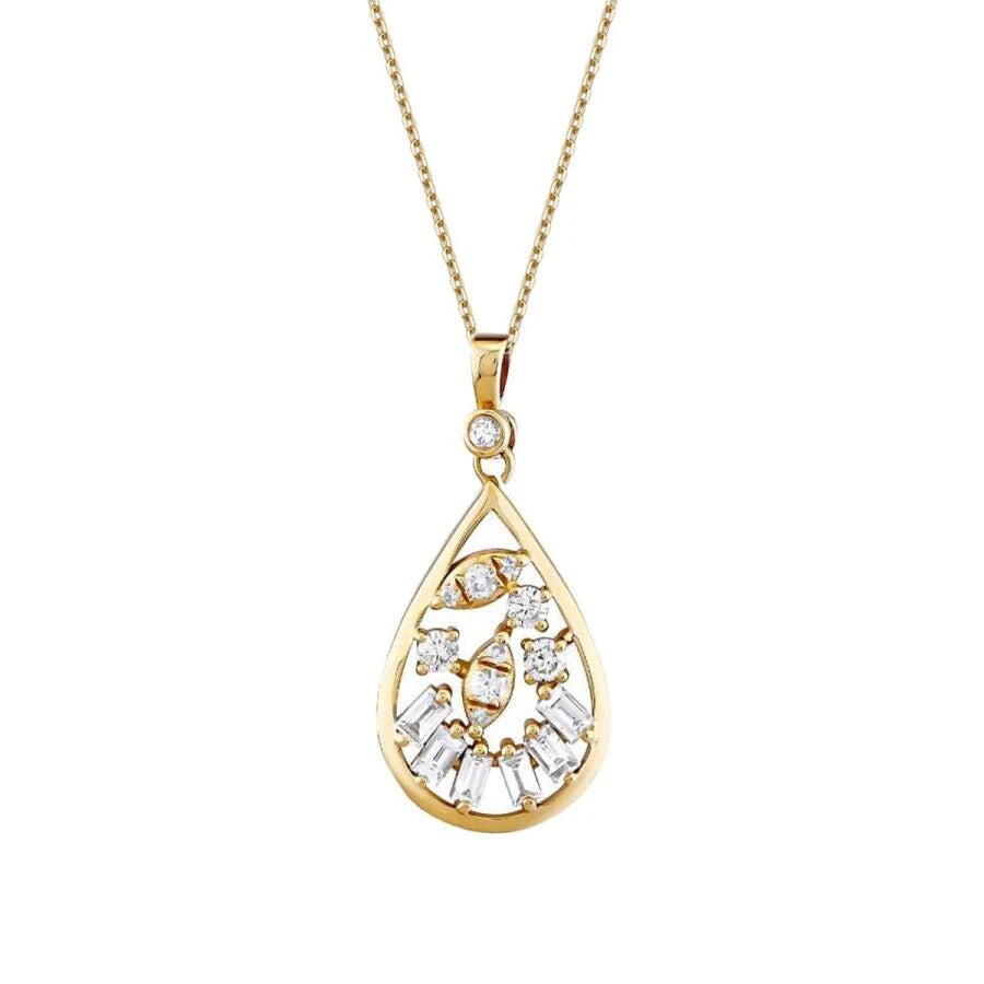 0.37 Carat Diamond Pear Baguette Necklace