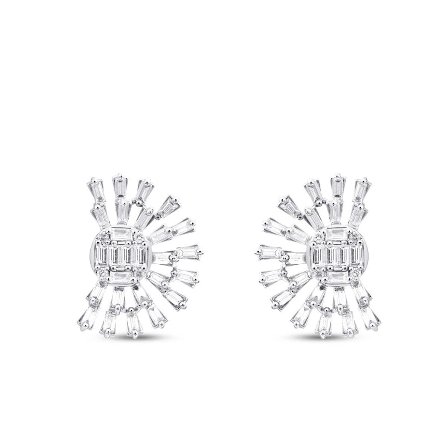 1.42 Carat Diamond Baguette Earrings