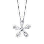 0.23 Carat Diamond Baguette Flower Necklace
