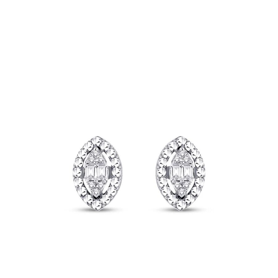 0.10 Carat Diamond-Effect Baguette Pear Earrings