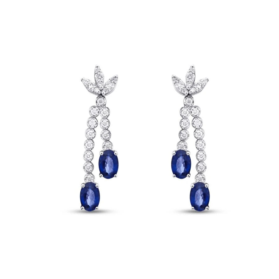 2.66 Carat Diamond Sapphire Earrings