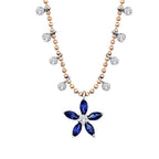 0.80 Carat Diamond Sapphire Flower Necklace