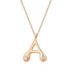 0.04 Carat Diamond Letter A  Necklace