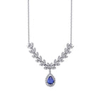 1.20 Carat Diamond Pear Sapphire Necklace