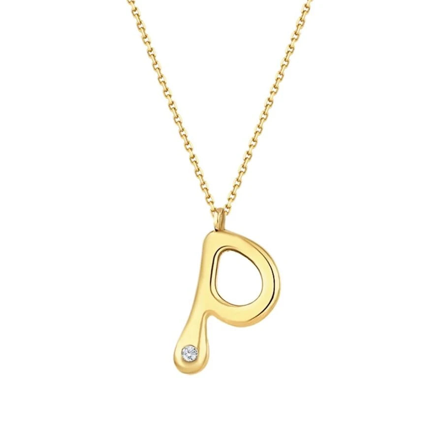 0.02 Carat Diamond P Letter Necklace