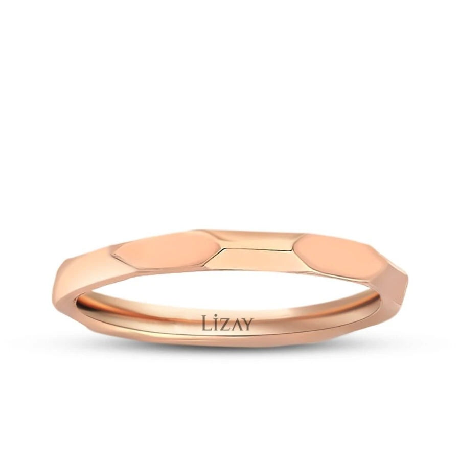Gold Hexagon Modern Wedding Band
