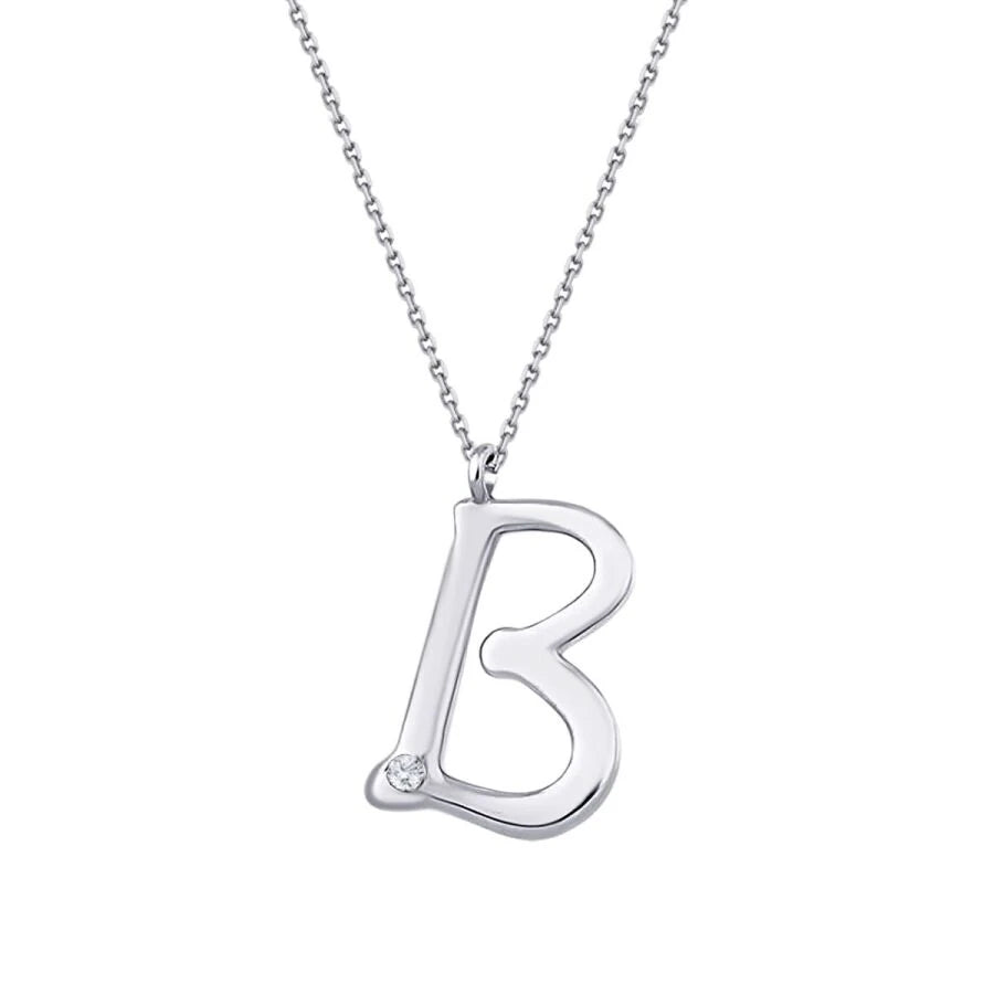 0.02 Carat Diamond B Letter Necklace