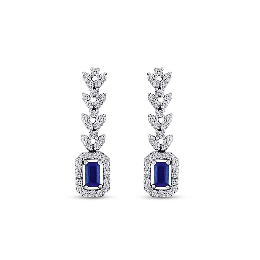 1.47 Carat Diamond Sapphire Earrings