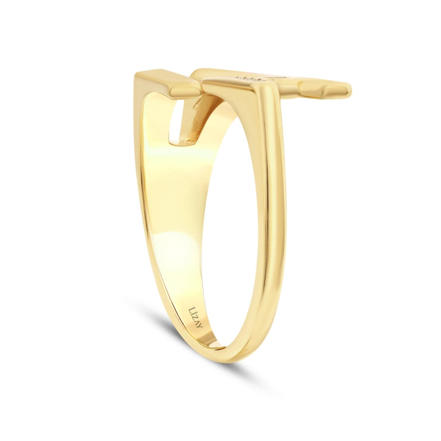 Gold Enameled Stone Ring