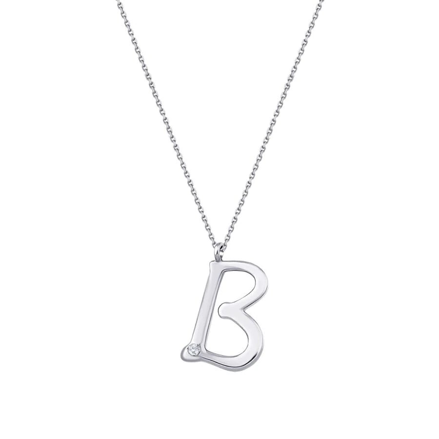0.02 Carat Diamond B Letter Necklace