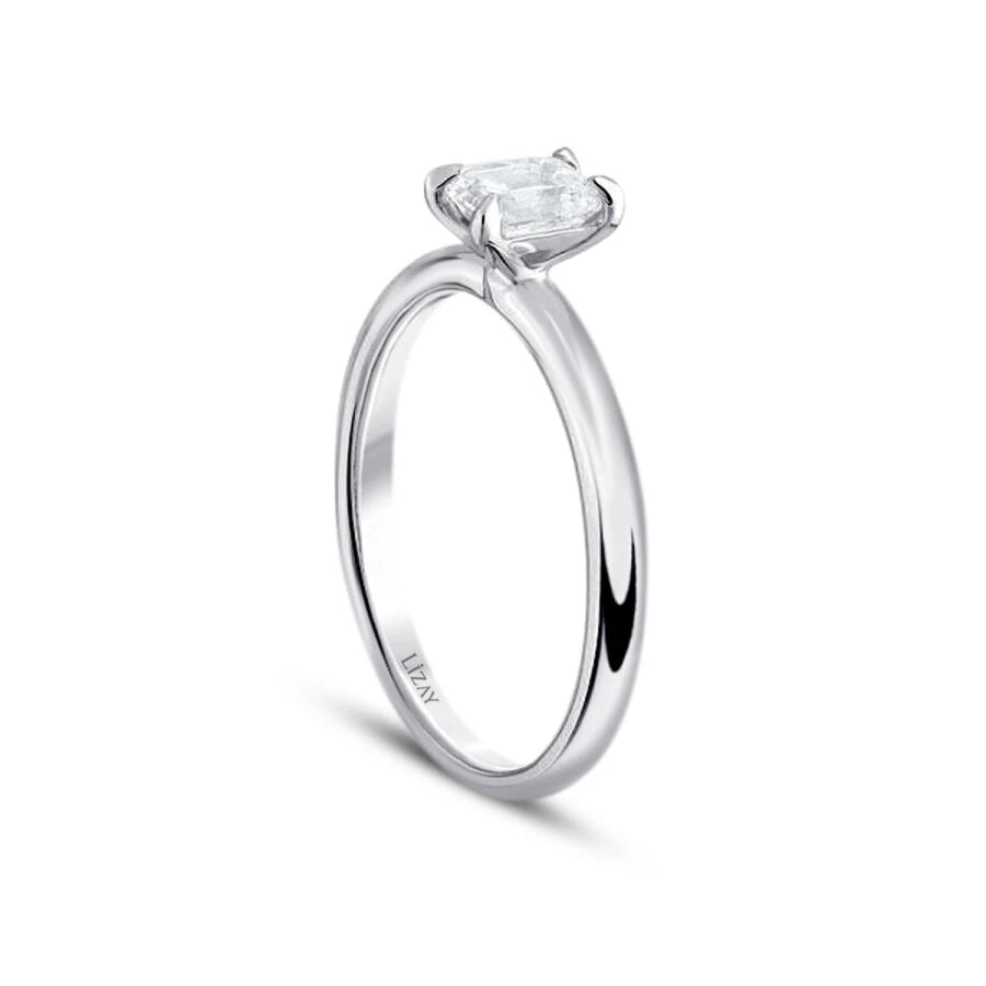 0.80 Carat Diamond Emerald Solitaire Engagement Ring