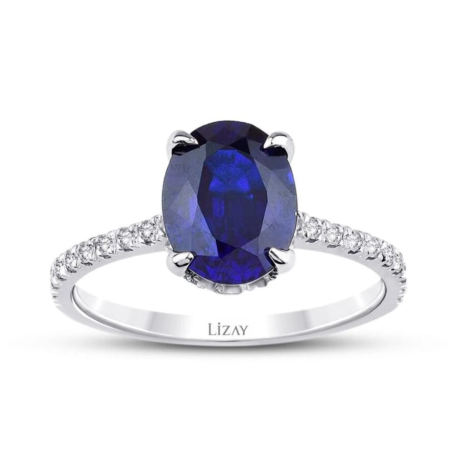2.56 Carat Diamond Sapphire Ring