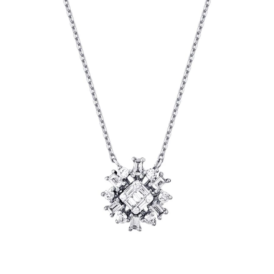 0.37 Carat Diamond Baguette Flower Necklace