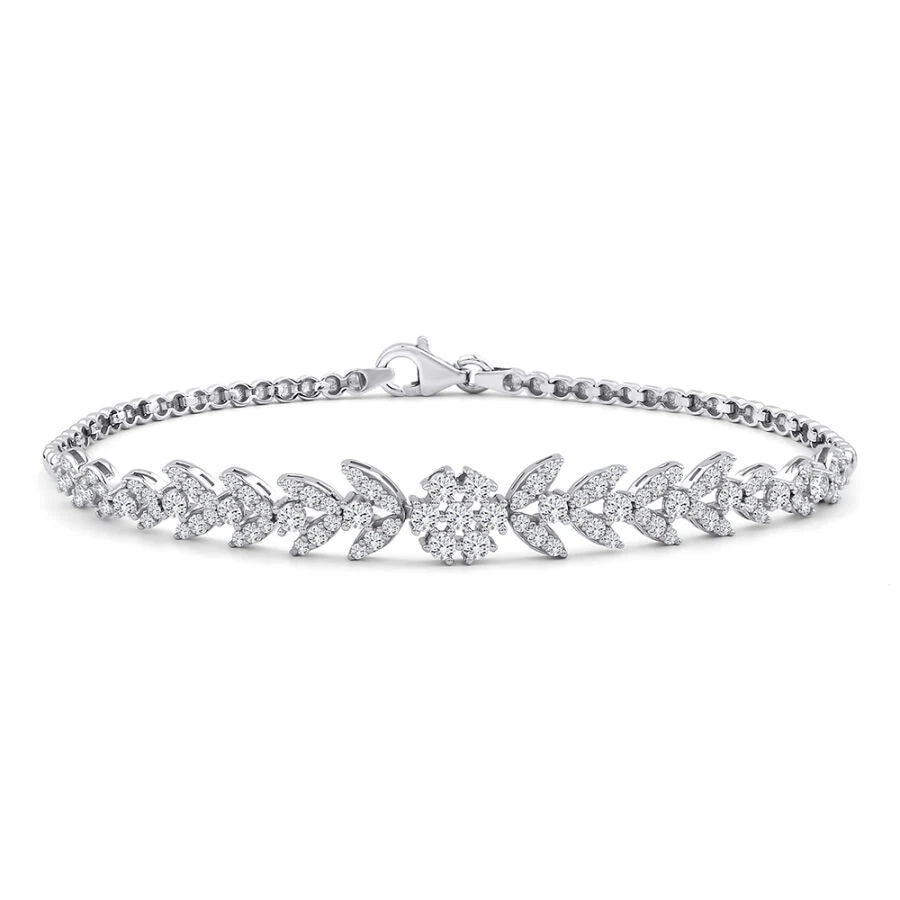 Gold Snowflake and Leaf Tennis Bracelet