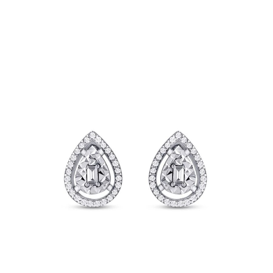 0.21 Carat Diamond Pear Baguette Earrings
