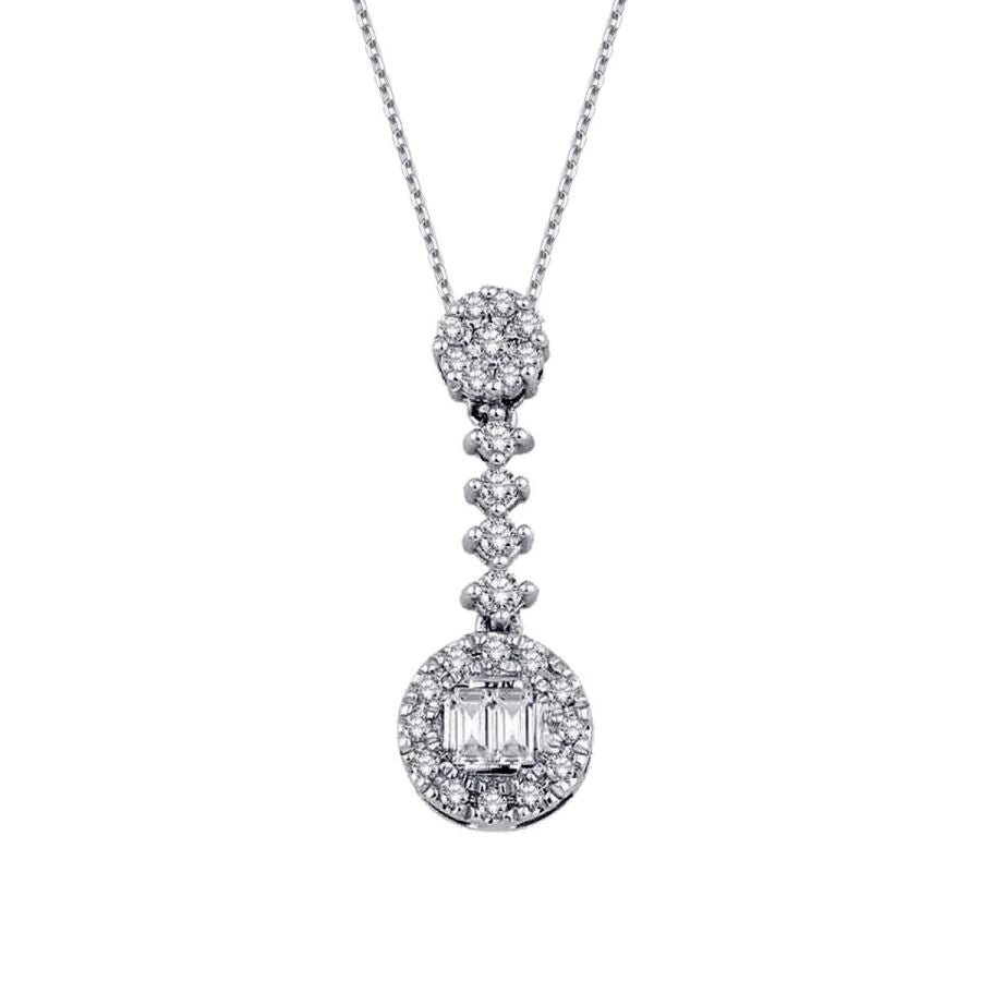 0.19 Carat Diamond Baguette Necklace