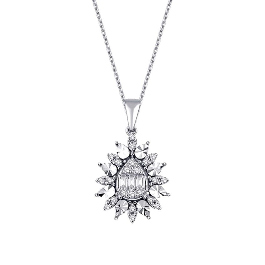 0.19 Carat Diamond Baguette Necklace