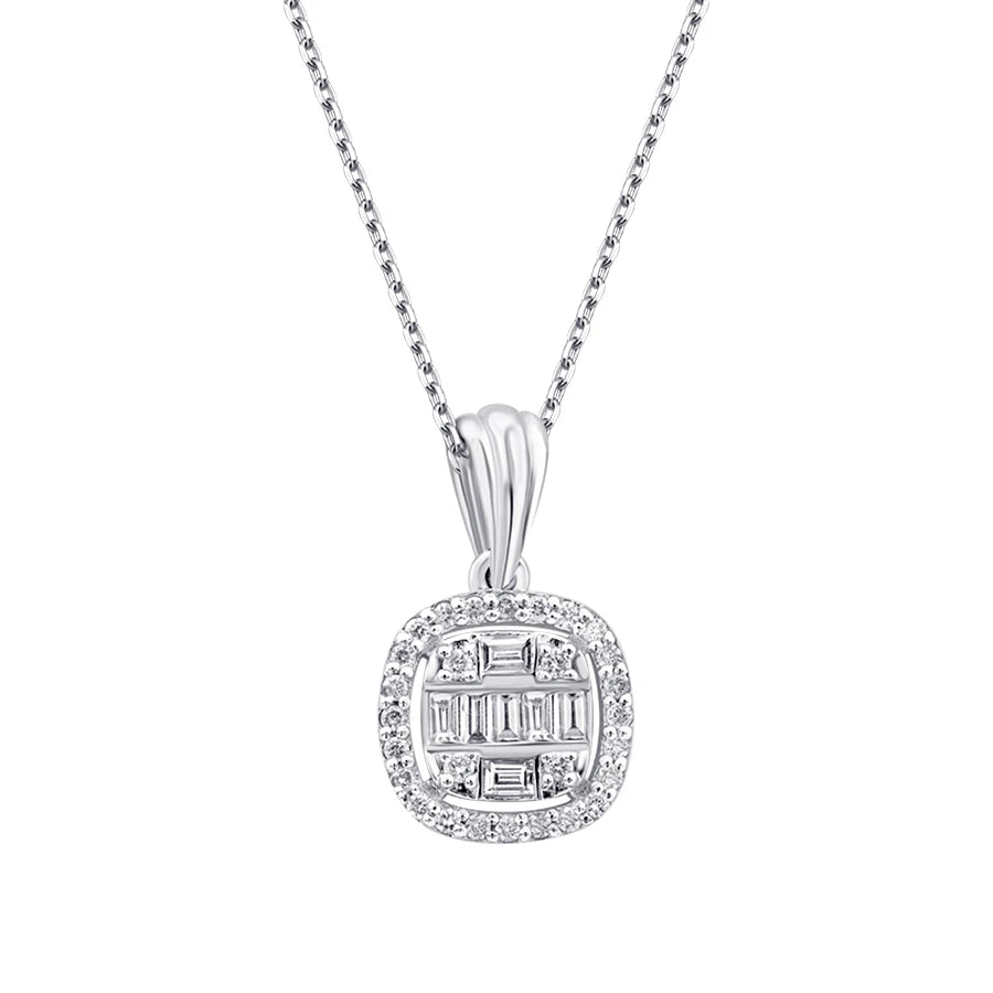 0.19 Carat Diamond Baguette Necklace