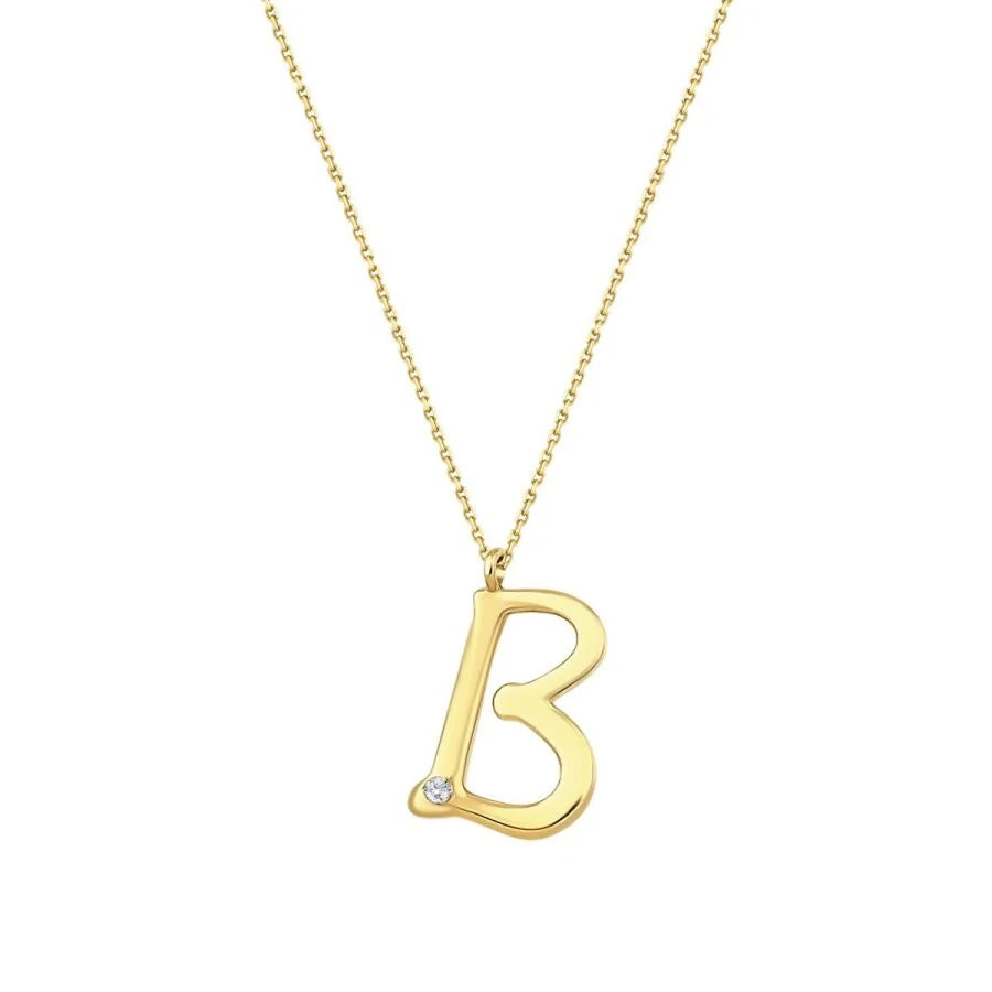 0.02 Carat Diamond B Letter Necklace
