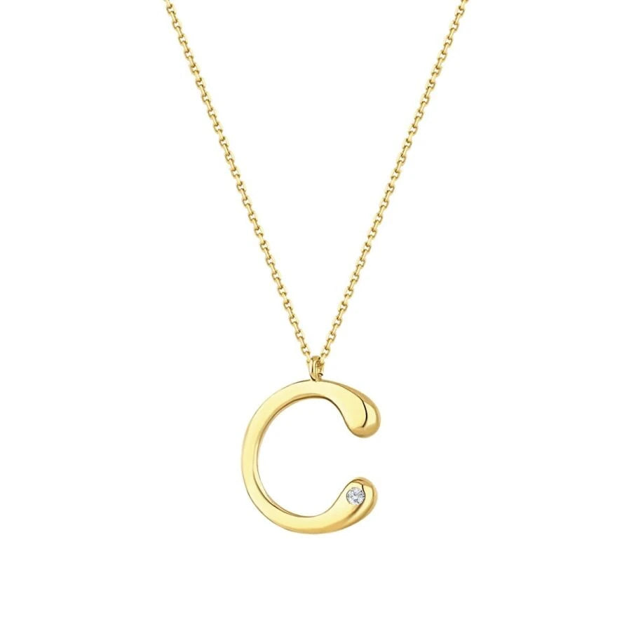 0.02 Carat Diamond C Letter Necklace
