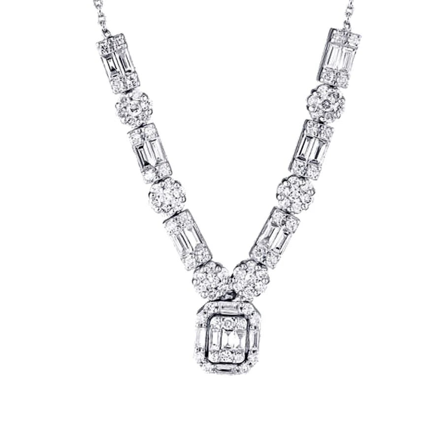 1.36 Carat Diamond Baguette Necklace