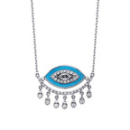 0.51 Carat Diamond Turquoise Eye Necklace