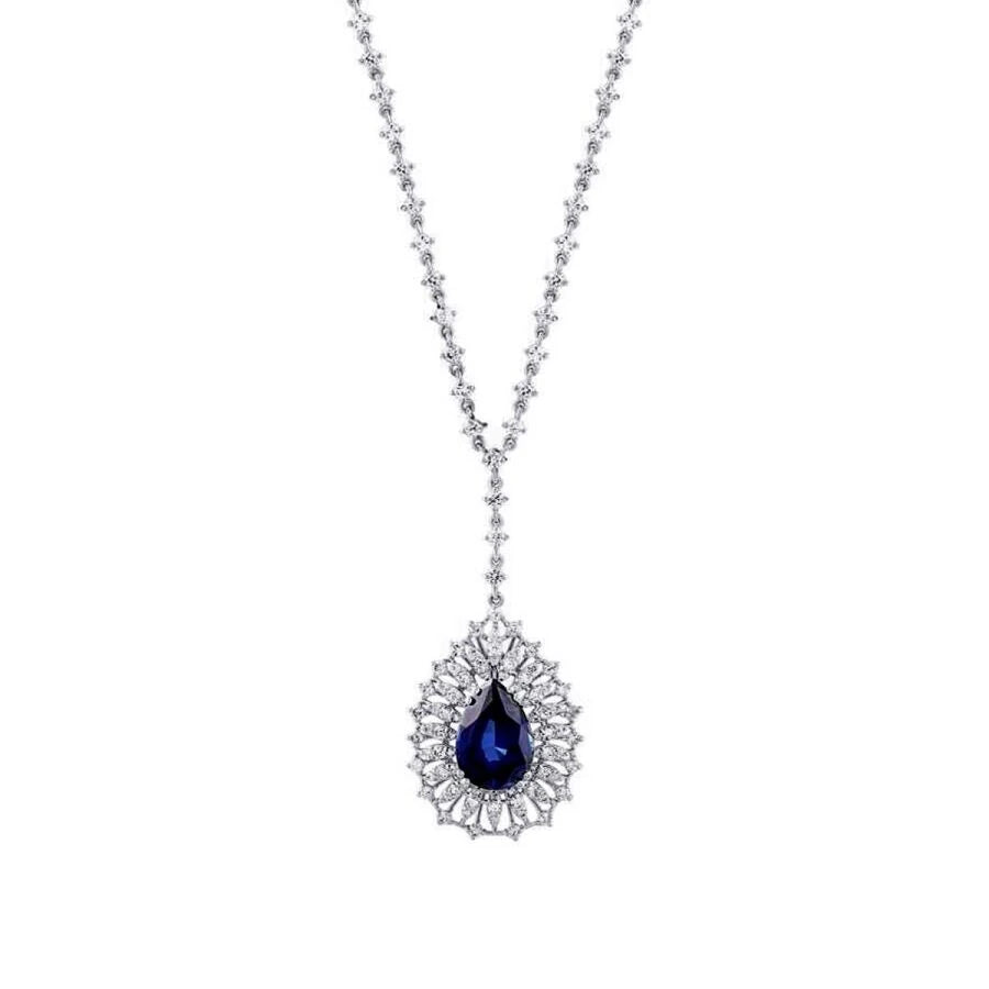 5.24 Carat Diamond Pear Sapphire Necklace