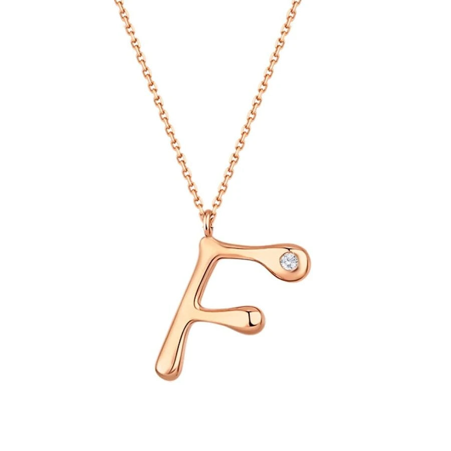 0.02 Carat Diamond Letter F  Necklace