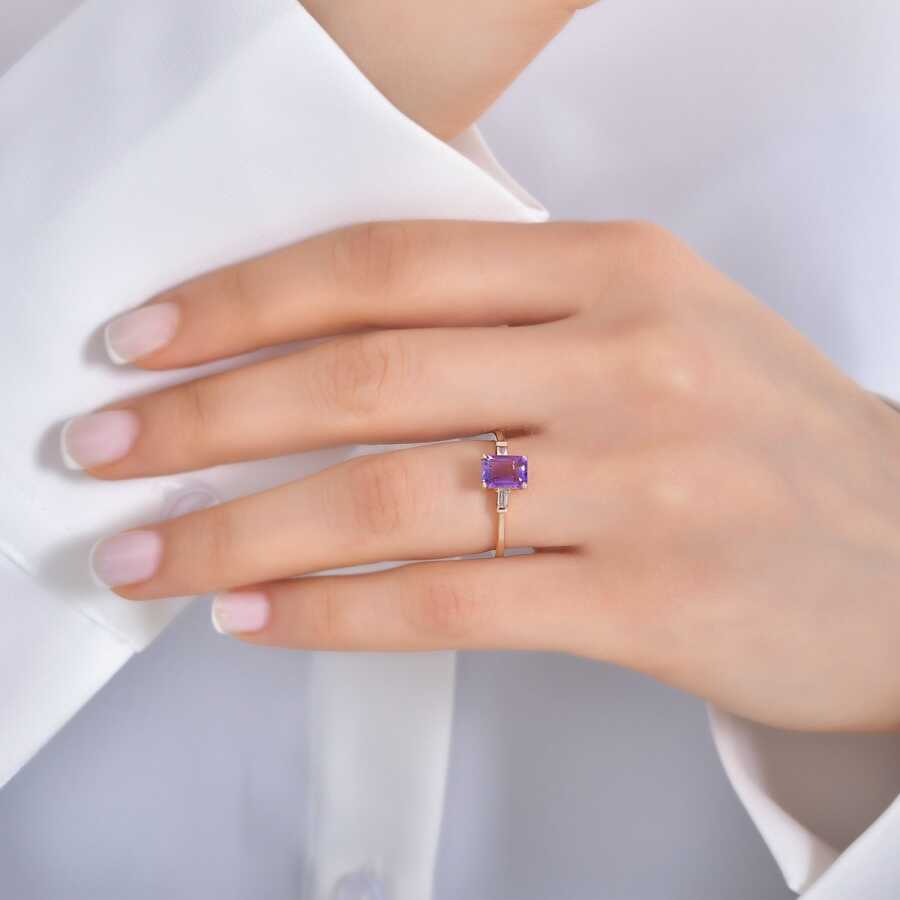 1.68 Carat Diamond Amethyst Ring