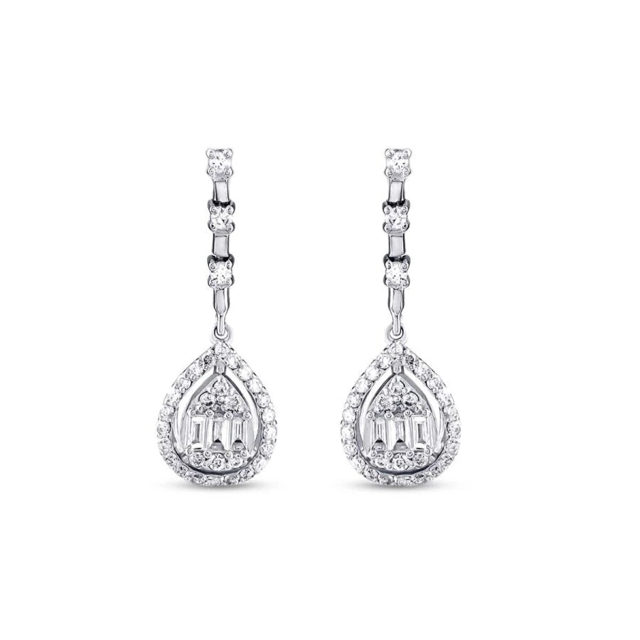 0.37 Carat Baguette Pear Diamond Earrings