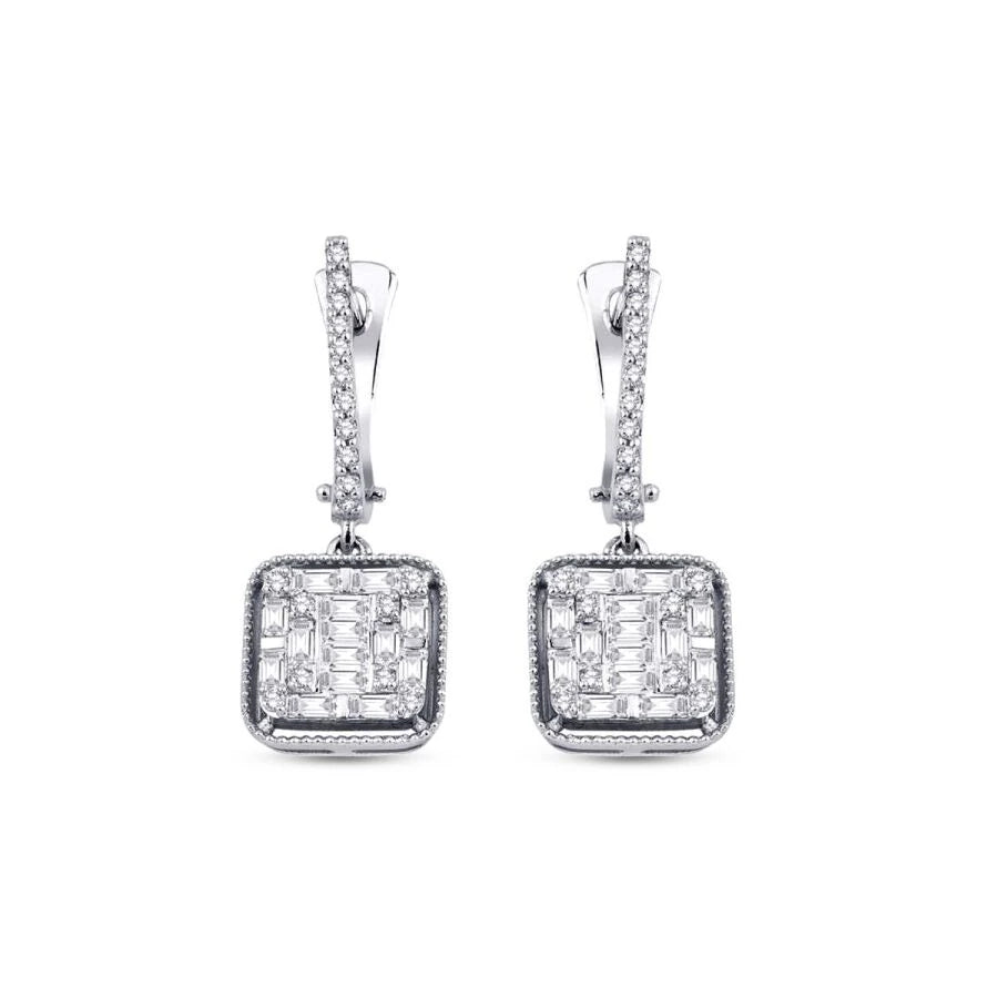 0.70 Carat Diamond Baguette Earrings