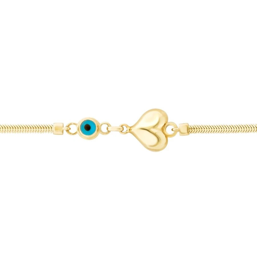 Gold Evil Eye Heart Bracelet
