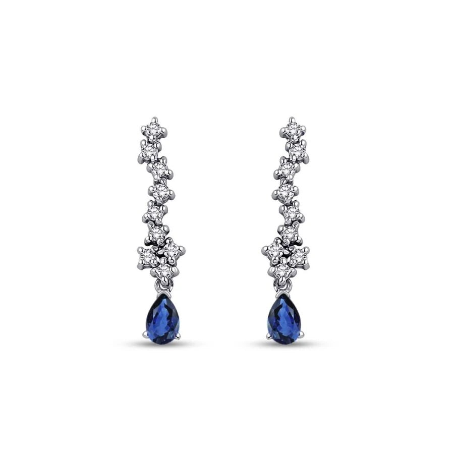 0.75 Carat Diamond Sapphire Earrings
