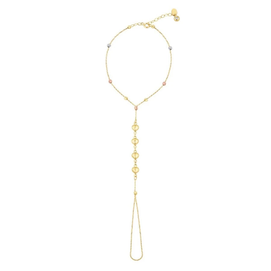 Gold Ball Heart Hand Chain Bracelet