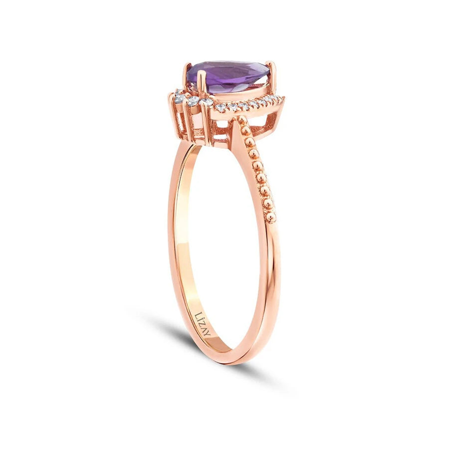 0.56 Carat Diamond Amethyst Ring