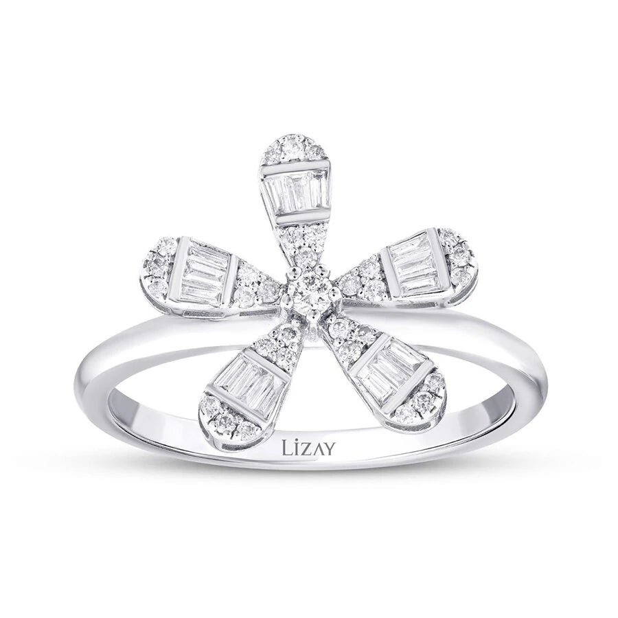 0.96 Carat Diamond Baguette Flower Set