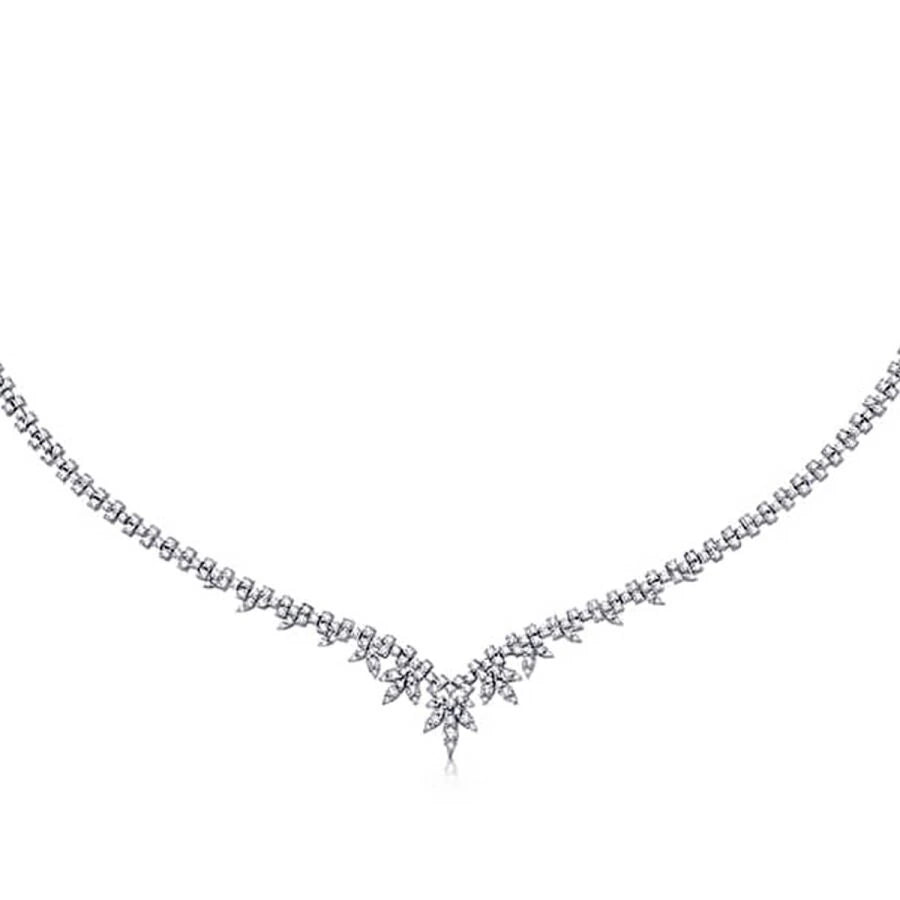 Gold Flower Figured Tennis Necklace