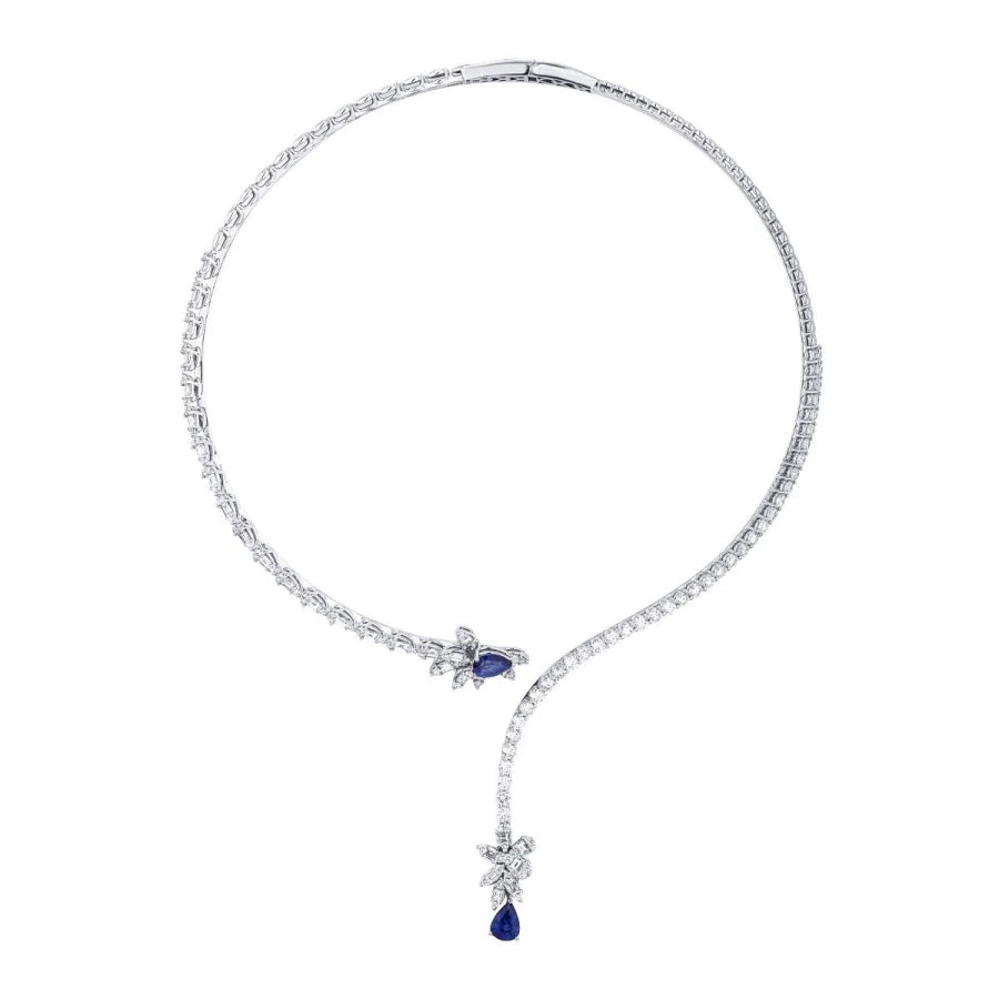 9.71 Carat Diamond Sapphire Neckband