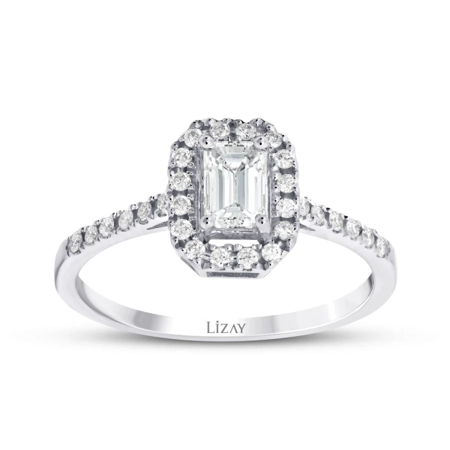 0.69 Carat Diamond Emerald Ring