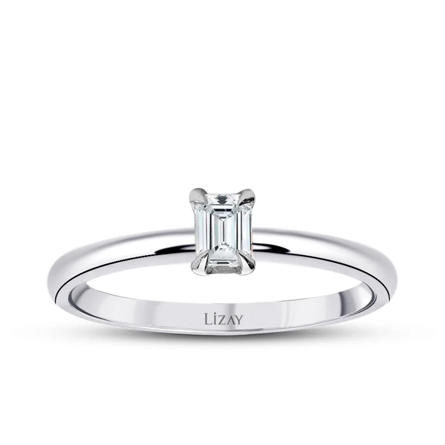 0.20 Carat Diamond Emerald Solitaire Engagement Ring