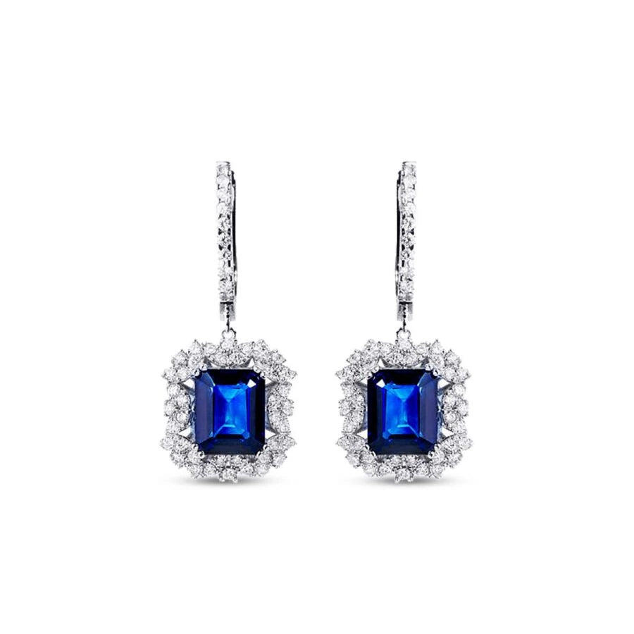 7.02 Carat Diamond Sapphire Earrings